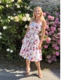 Robe courte cintrée évasée en coton imprimé fleuri multicolor Prix boutique 1850€ Taille 34
