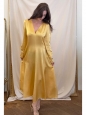 Robe longue en satin jaune miel Prix boutique 725€ Taille XS