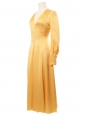 Honey yellow satin long sleeves midi maxi dress Retail price €720 Size XS