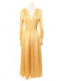 Honey yellow satin long sleeves midi maxi dress Retail price €720 Size XS