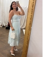 Robe midi cintrée en dentelle bleu clair à fines bretelles Prix public 540€ Taille XS/S
