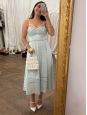 Robe midi cintrée en dentelle bleu clair à fines bretelles Prix public 540€ Taille XS/S