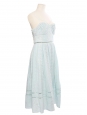 Robe midi cintrée en dentelle bleu clair à fines bretelles Prix public 540€ Taille XS/S