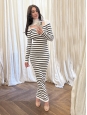 Robe longue marinière en maille rayé noir et blanc Prix boutique €950 Taille XS