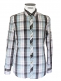 Chemise en coton à carreaux bleu, vert, gris et blanc NEUVE Taille M