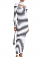 Robe longue marinière en maille rayé noir et blanc Prix boutique €950 Taille XS