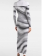 Robe longue marinière en maille rayé noir et blanc Prix boutique €950 Taille XS
