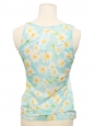 White and yellow daisy flower print turquoise tulle tank top Size XS/S