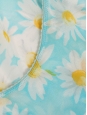 Top débardeur en tulle stretch bleu turquoise fleuri marguerite blanc et jaune Taille XS/S