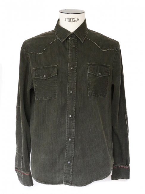 Khaki green cotton long sleeved shirt Size M