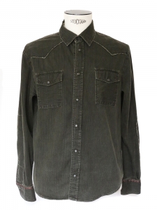Khaki green cotton long sleeves shirt Size M