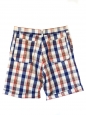 Short Homme en coton imprimé carreaux bleu rouge et beige Px boutique 138€ Taille XS