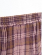 Strapless brown, purple and old pink plaid print cotton dress Size 36