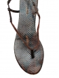 LES PRAIRIES DE PARIS Brown python printed leather flat sandals Retail price €240 Size 40