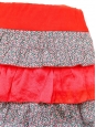 LE MONT SAINT MICHEL Mini jupe à volants en soie rouge vif et coton imprimé liberty Taille 34
