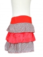 LE MONT SAINT MICHEL Bright red silk and liberty print cotton mini skirt Size 34
