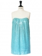 Mini robe bustier à sequins bleu turquoise Prix boutique 1400€ Taille XS