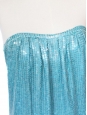 JAY AHR Turquoise blue silk sequin embellished bustier mini dress Retail price €1400 Size XS