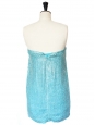 JAY AHR Turquoise blue silk sequin embellished bustier mini dress Retail price €1400 Size XS