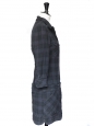 Robe manches longues en coton à carreaux bleu navy et noir Taille 36