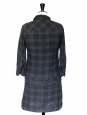 Blue and black check print cotton long sleeves dress Size 36