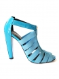 Sandales à talon en cuir verni bleu flash Px boutique 750€ Taille 40