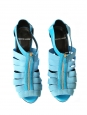 Sandales à talon en cuir verni bleu flash Px boutique 750€ Taille 40