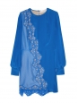 Robe Joan en soie crêpe de chine et dentelle bleu électrique Px boutique $2300 Taille 40