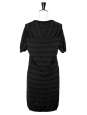 Black wool and silk knitted short sleeves dress Size 38