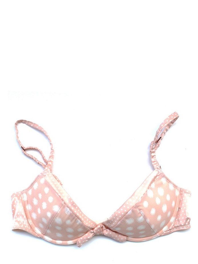 Boutique PRINCESSE TAM TAM Light pink satin with white dots Paulette bra  Size 36A/34B