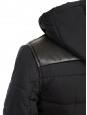 Veste doudoune "Old School" à capuche en coton et cuir noir Px boutique 450€ Taille S