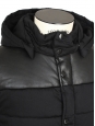 "Old school" black leather and cotton hooded dawn jacket Retail price 450€ Size S