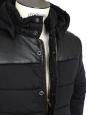 Veste doudoune "Old School" à capuche en coton et cuir noir Px boutique 450€ Taille S
