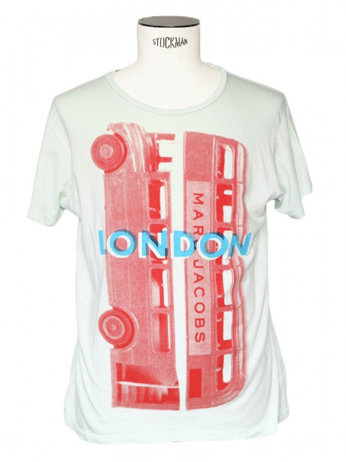 T-shirt en coton vert d'eau imprimé bus anglais NEUF Prix boutique 150€ Taille M