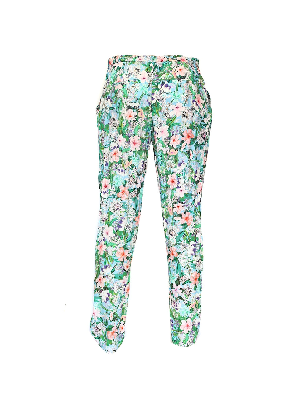 Pantalon Fluide Léger à Imprimé Fleuri Vert - Taille XS - Neuf Sans étiquettes
