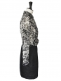 Robe bi-matière haut en crêpe de soie imprimé noir et blanc Px boutique  environ 400€ Taille 36