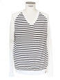 Blue and white striped sailor V-neck sweater Size XL