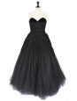 CHRIS KOLE Black embroidered lace and tulle ball gown Size 36