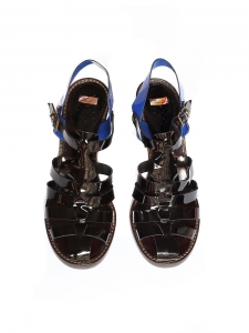 Black and blue patent leather sandals Retail price  €440 Size 39