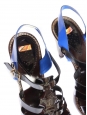 Sandales en cuir vernis noir et bleu roi Prix boutique 440€ Taille 39