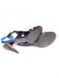 Sandales en cuir vernis noir et bleu roi Prix boutique 440€ Taille 39