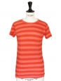 T-shirt en coton orange à rayures Taille 34/36