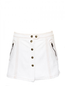 Mini jupe en jean blanc et boutons cuivrés Px boutique 350€ Taille 40