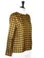 GUY LAROCHE Chocolate brown and yellow silk blouse Retail price €550 Size 38