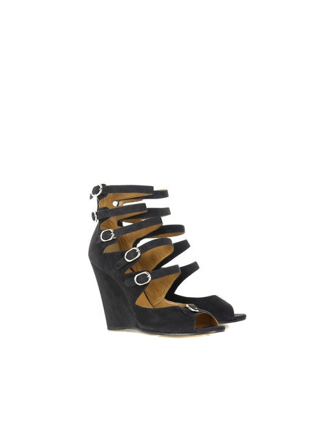 Multi-strap dark grey suede leather wedge sandals Retail price 595€ Size 40,5