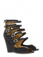Multi-strap dark grey suede leather wedge sandals Retail price 595€ Size 40,5