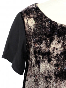 JF & Sons Black galaxy printed velvet short sleeves dress Size S
