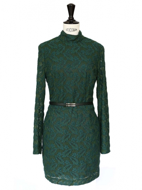 Robe Harlem Duchess en dentelle verte brodée Px boutique 435€ Taille XS