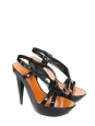 Black patent leather high heel sandals Retail price €600 Size 36