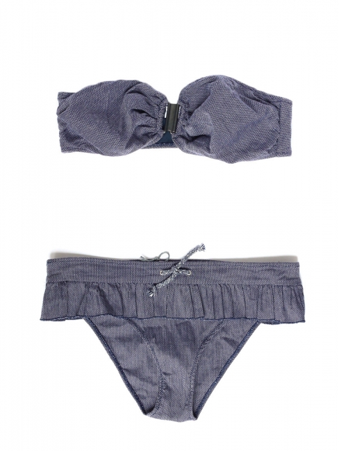 Denim blue ruffled bikini swimsuit Retail price €180 Size 34/36